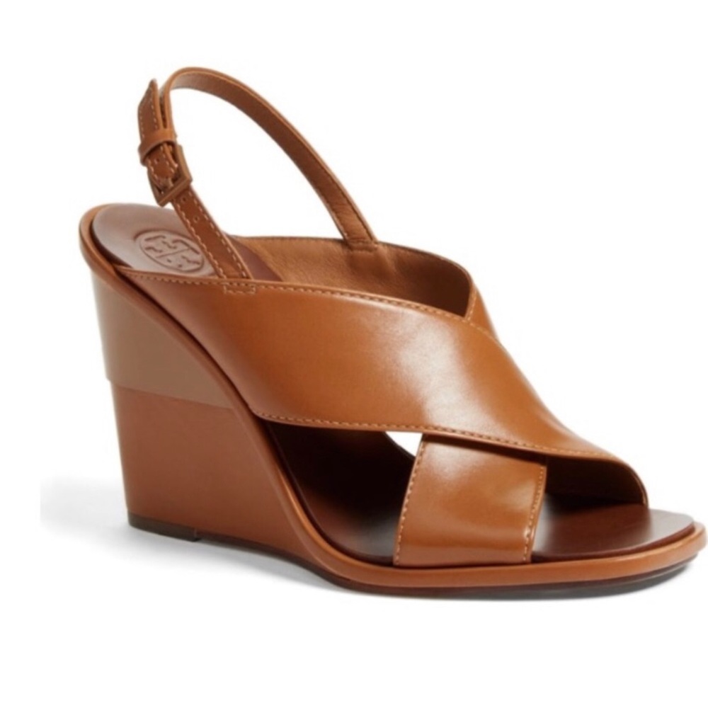 Tory Burch Royal Tan Gabrielle Wedge Sandals